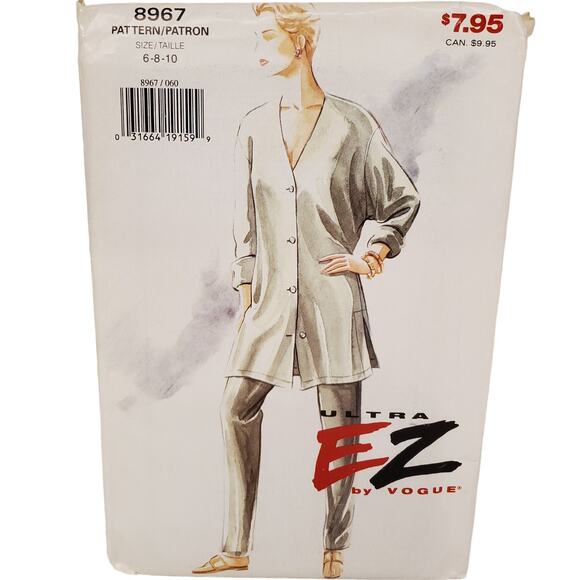Vintage Vogue 90s 8967 Size 6-10 Vintage Sewing Pattern UNCUT Ultra EZ by Vogue - Picture 8 of 8